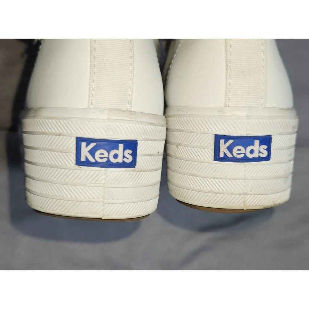 Keds Triple Up White Leather Platform Sneakers Womens 7.5 WH61626 Low Top